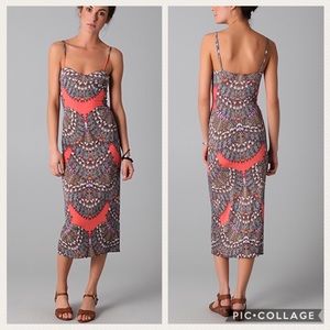 Mara Hoffman Fitted Midi Dress in Ibis Coral